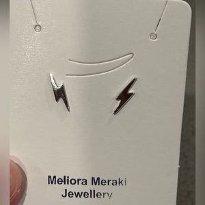 Sterling silver lightning bolt studs
